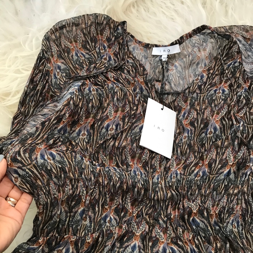 IRO Janie Bell Sleeve Ruffle Printed Blouse - Picture 7 of 8